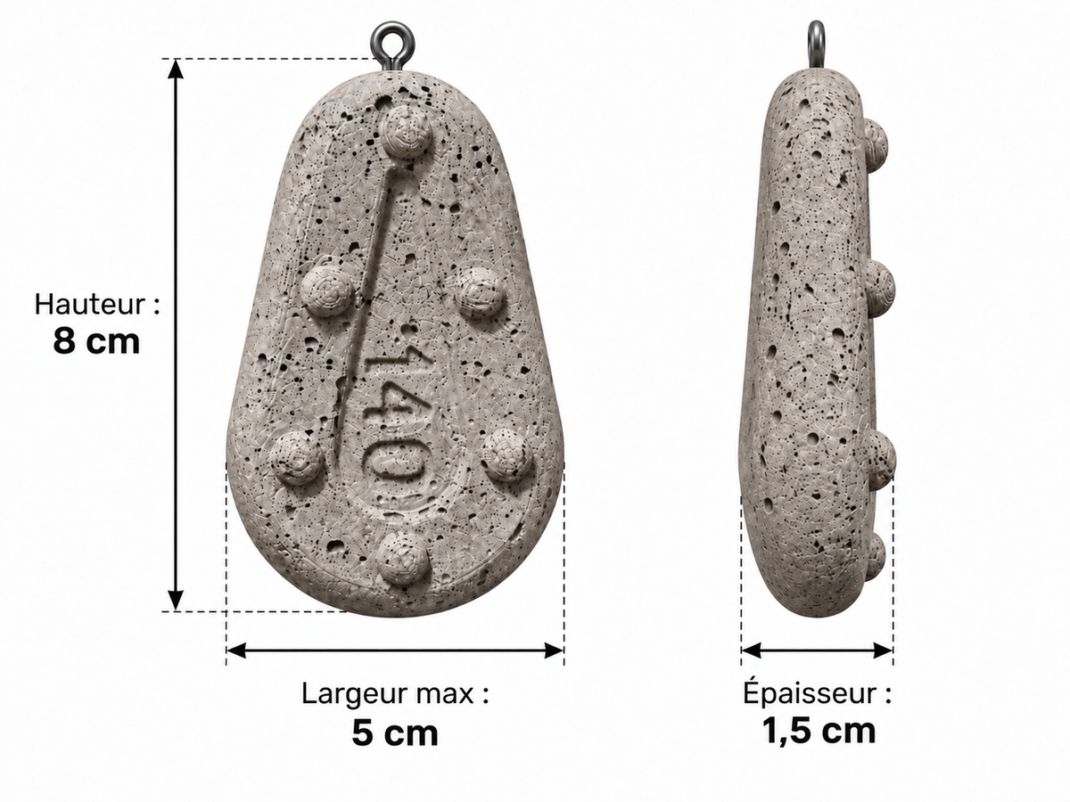 Plomb Grippa 140 g · dimensions