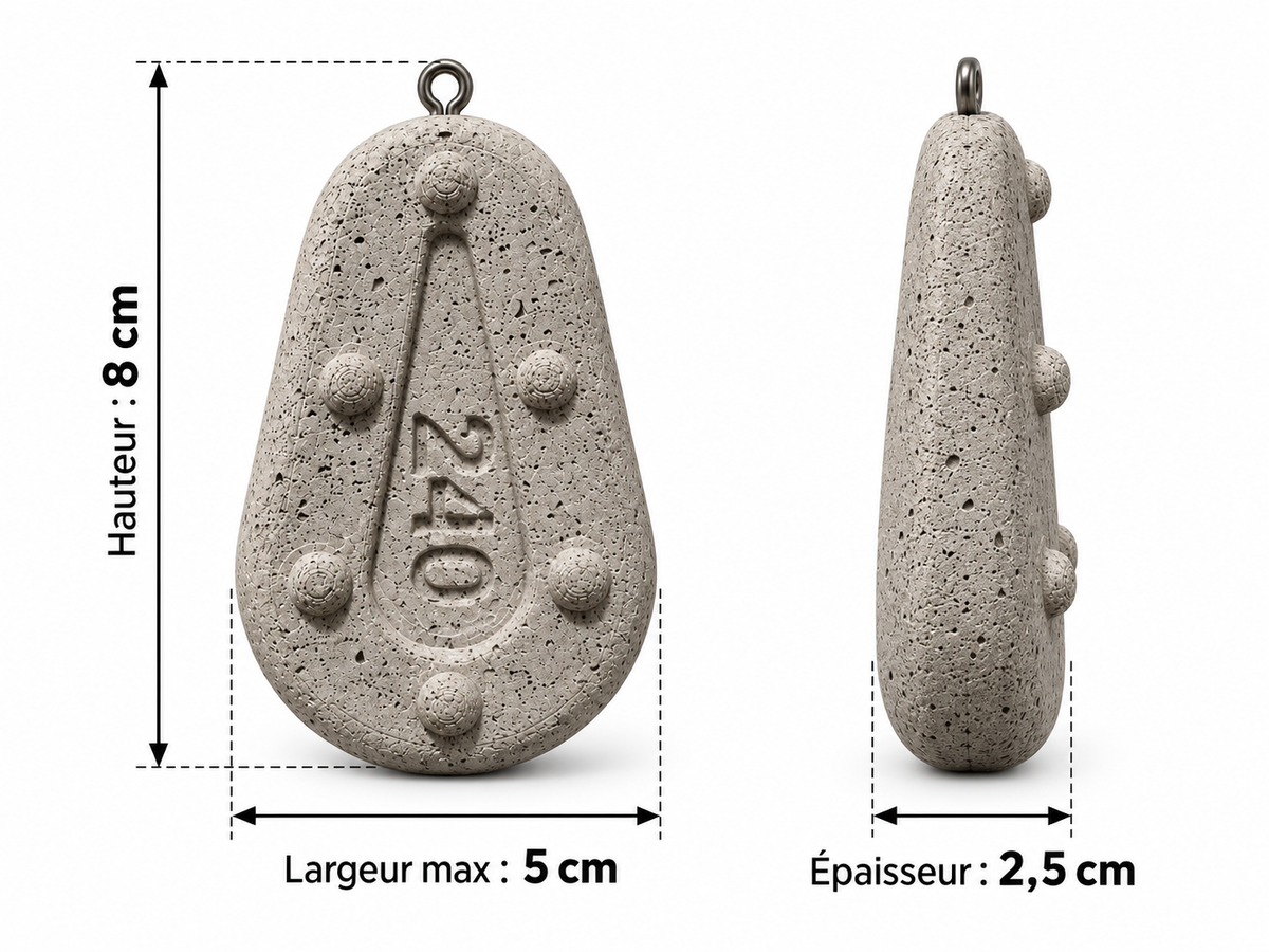 Plomb Grippa 240 g · dimensions
